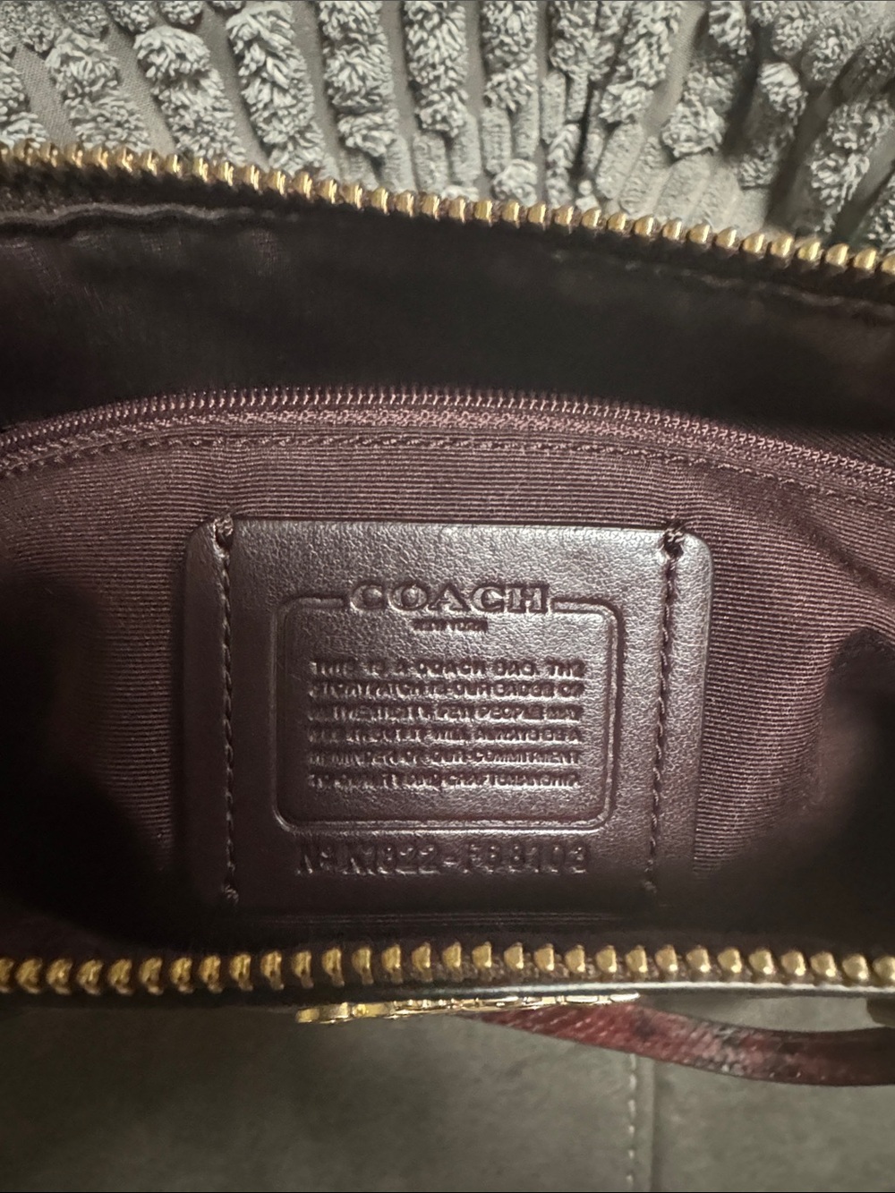 Coach Brown Signature Tote with Burgundy Strap and Gold Hardware - Picture 5 of 5
